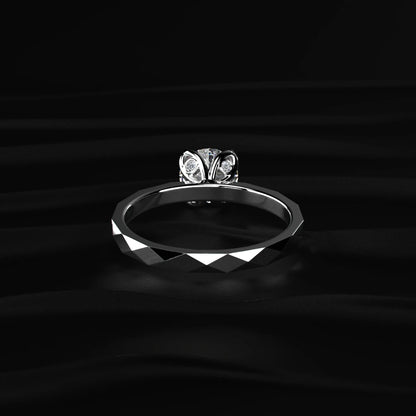 Round Solitaire Floral Multi-Faceted Geometric Band Ring | Earthly Jewels   