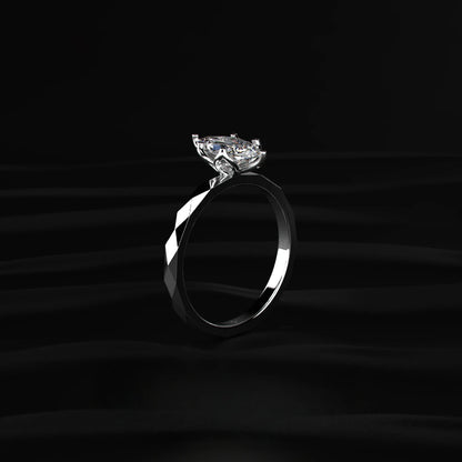 Marquise Solitaire Floral Multi-Faceted Geometric Ring