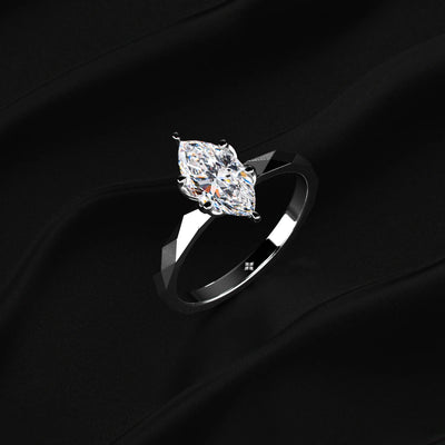 Marquise Solitaire Floral Multi-Faceted Geometric Ring | Earthly Jewels   