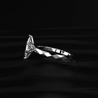 Marquise Solitaire Floral Multi-Faceted Geometric Ring | Earthly Jewels   