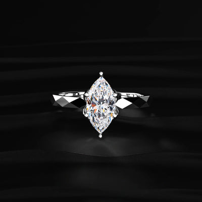 Marquise Solitaire Floral Multi-Faceted Geometric Ring | Earthly Jewels   