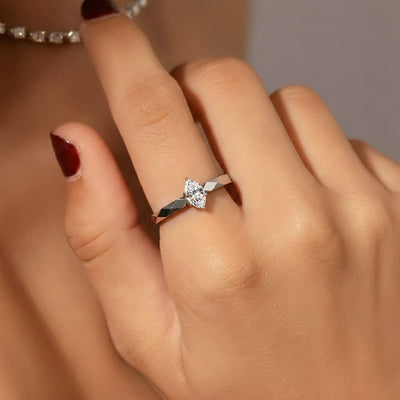Marquise Solitaire Floral Multi-Faceted Geometric Ring | Earthly Jewels   