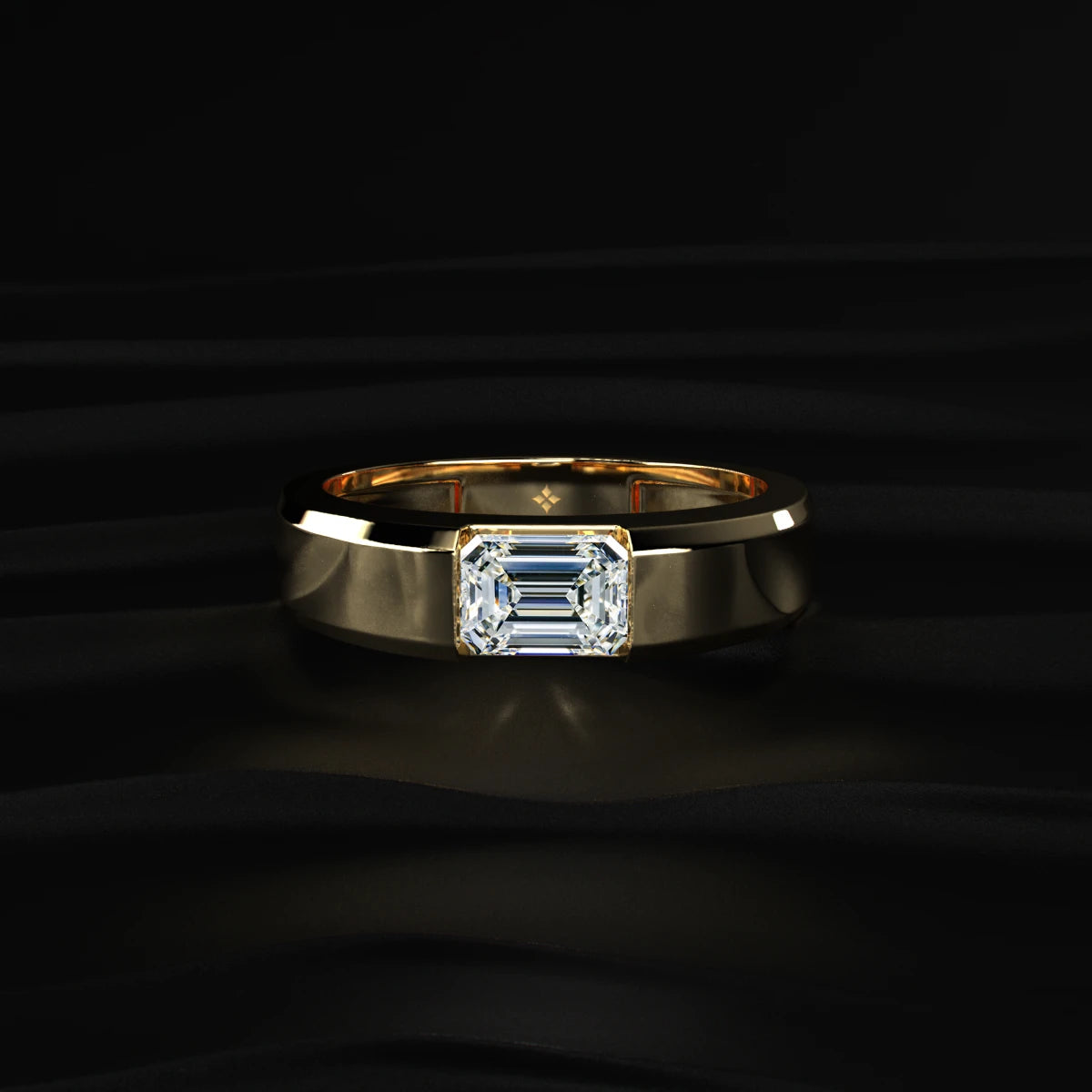 Emerald Cut Diamond Ring for Men in Gold | Earthly Jewels