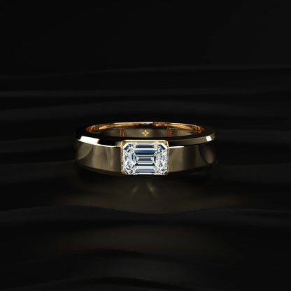 Emerald Cut Diamond Ring for Men in Gold | Earthly Jewels