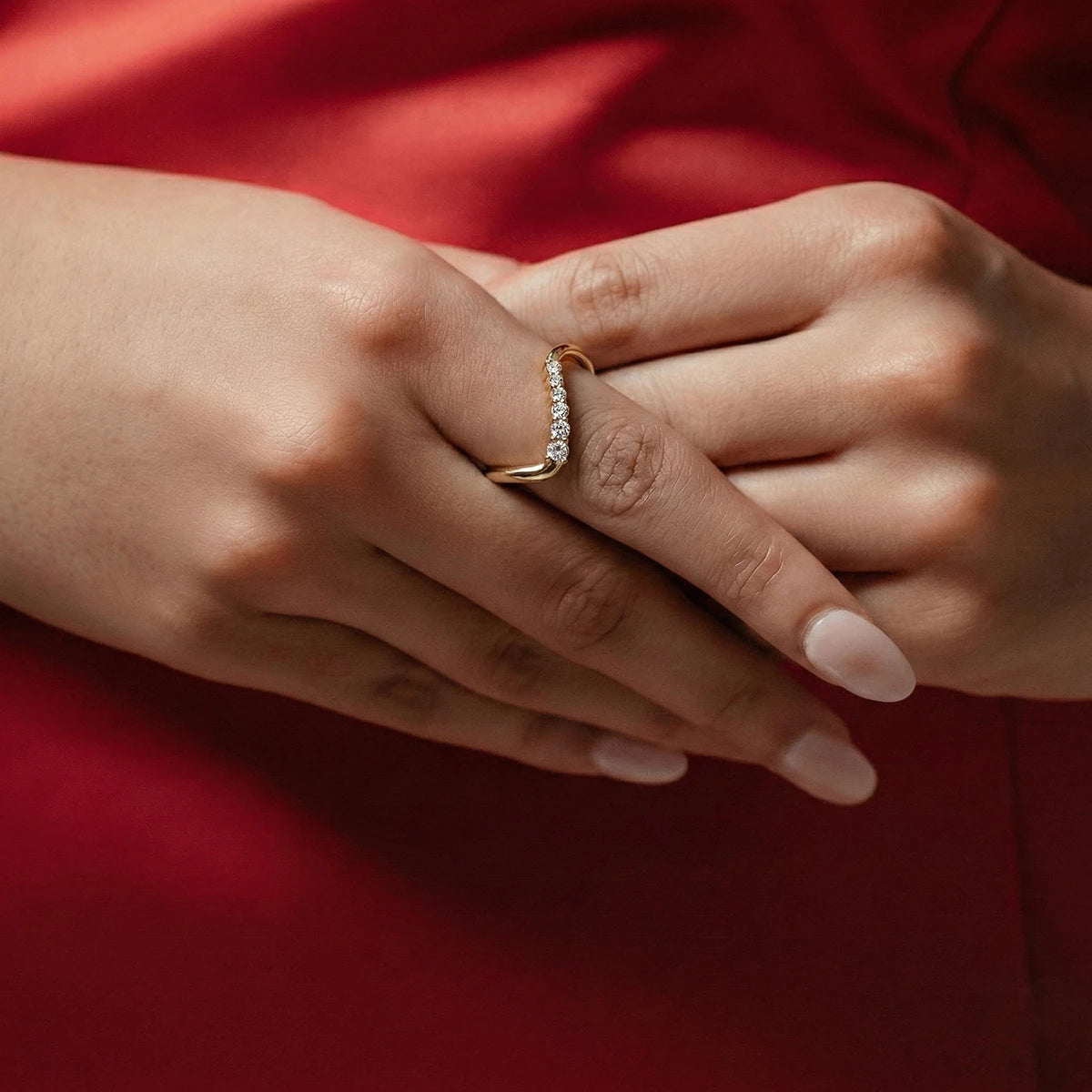 Wave Band Round Diamond Vanki Ring | Earthly Jewels