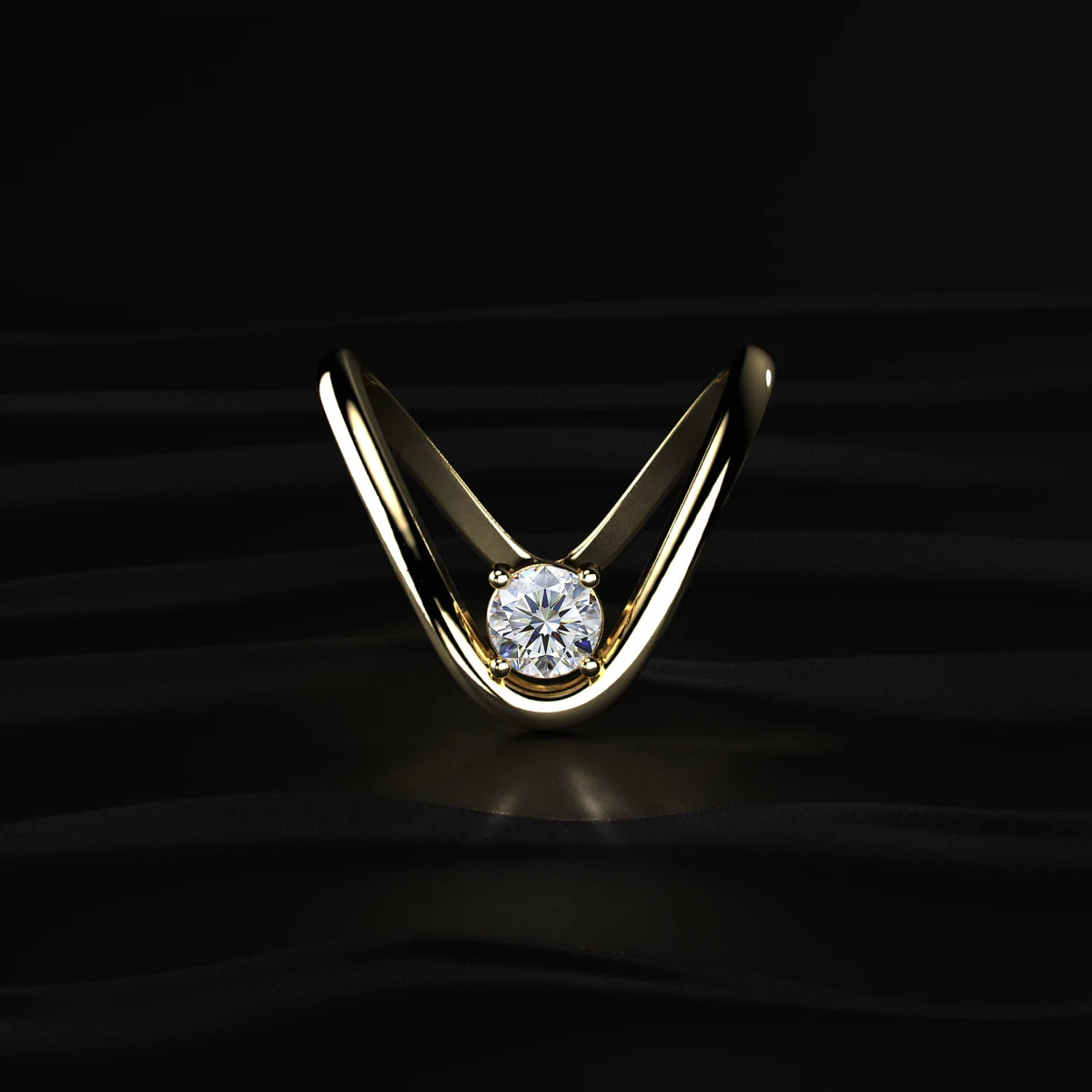 Round Cut Diamond Solitaire Bypass Vanki Ring | Earthly Jewels