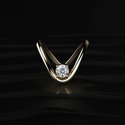 Round Cut Diamond Solitaire Bypass Vanki Ring | Earthly Jewels