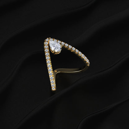 Pear Cut Diamond Pave Bypass Vanki Ring | Earthly Jewels