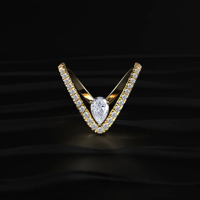 Pear Cut Diamond Pave Bypass Vanki Ring | Earthly Jewels