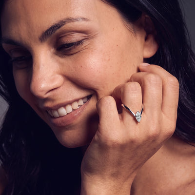 Marquise Cut Diamond Vanki Ring in Gold | Earthly Jewels | Model Image