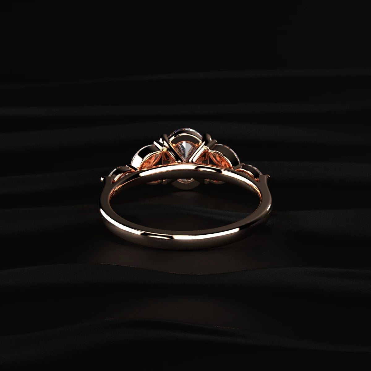 Oval Cut Diamond Ring with Marquise Side Stones | Earthly Jewels