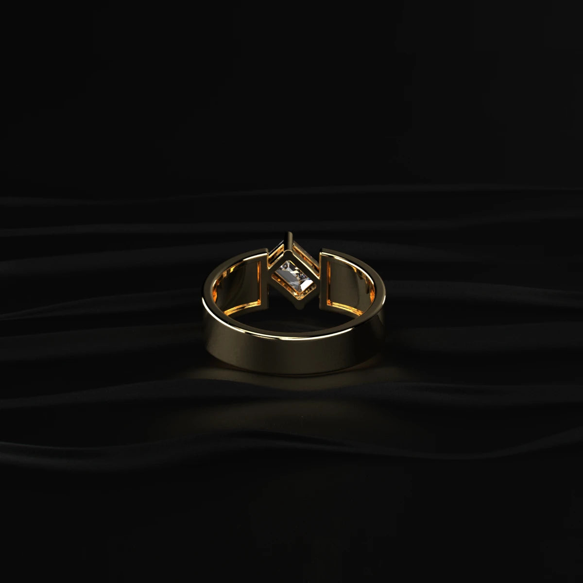 Emerald Cut Diamond Cigar Band Ring | Earthly Jewels