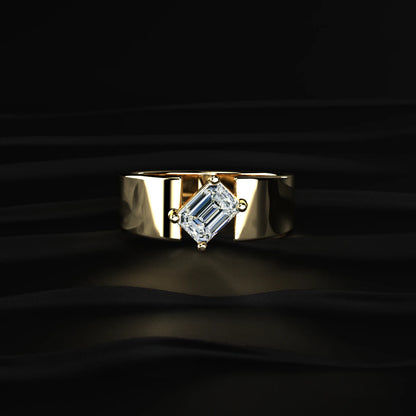 Emerald Cut Diamond Cigar Band Ring | Earthly Jewels