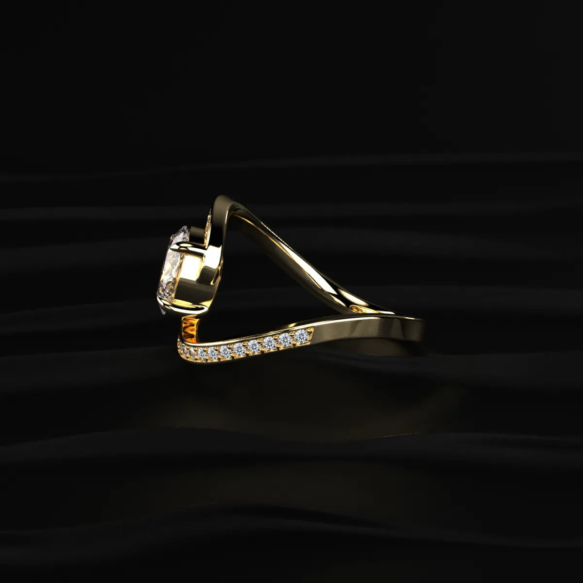 Oval Cut Diamond Infinity Swirl Bypass Pave Ring | Earthly Jewels