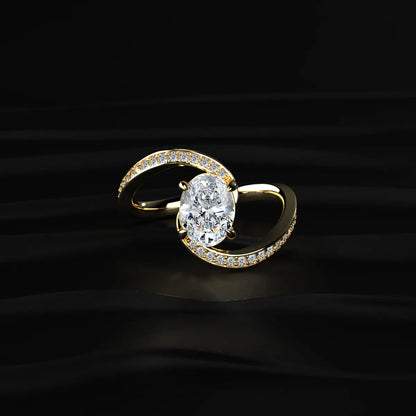 Oval Cut Diamond Infinity Swirl Bypass Pave Ring | Earthly Jewels