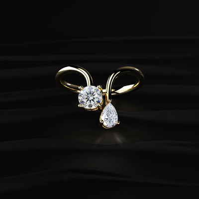 Round and Pear Diamond Toi et Moi Open Ring | Earthly Jewels