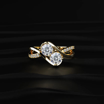 Round Diamond Toi et Moi Infinity Bypass Ring | Earthly Jewels