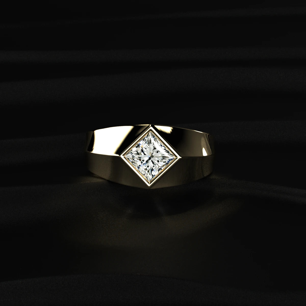 Kite Set Princess Cut Diamond Signet Ring | Earthly Jewels