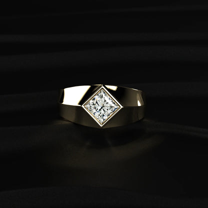 Kite Set Princess Cut Diamond Signet Ring | Earthly Jewels
