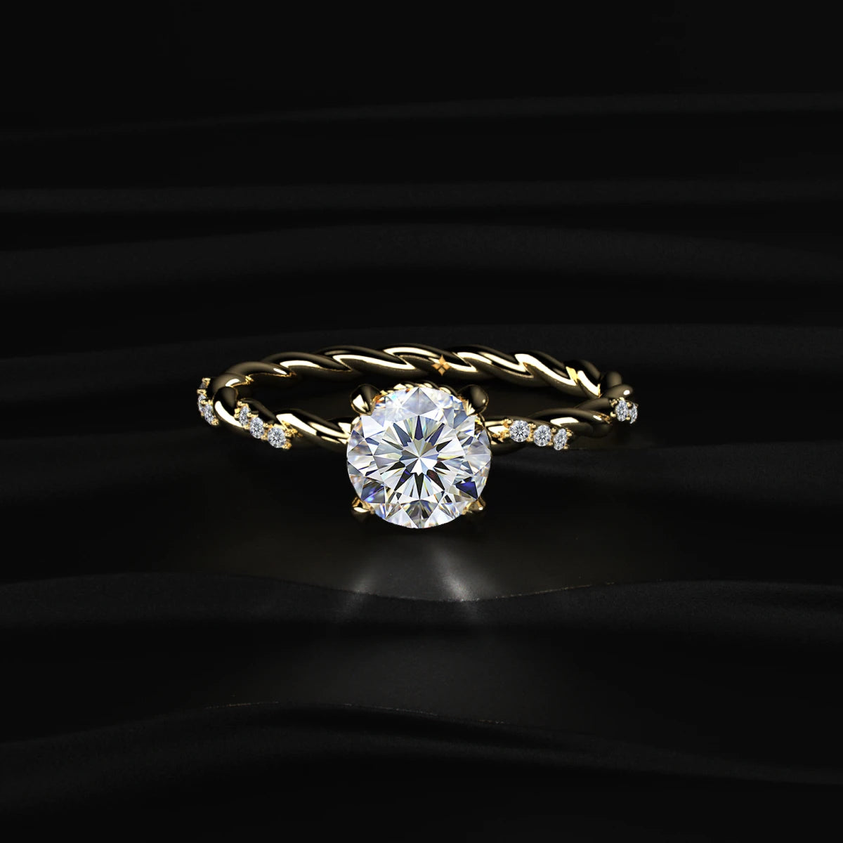 Round Diamond Twisted Pave Band Ring | Earthly Jewels 