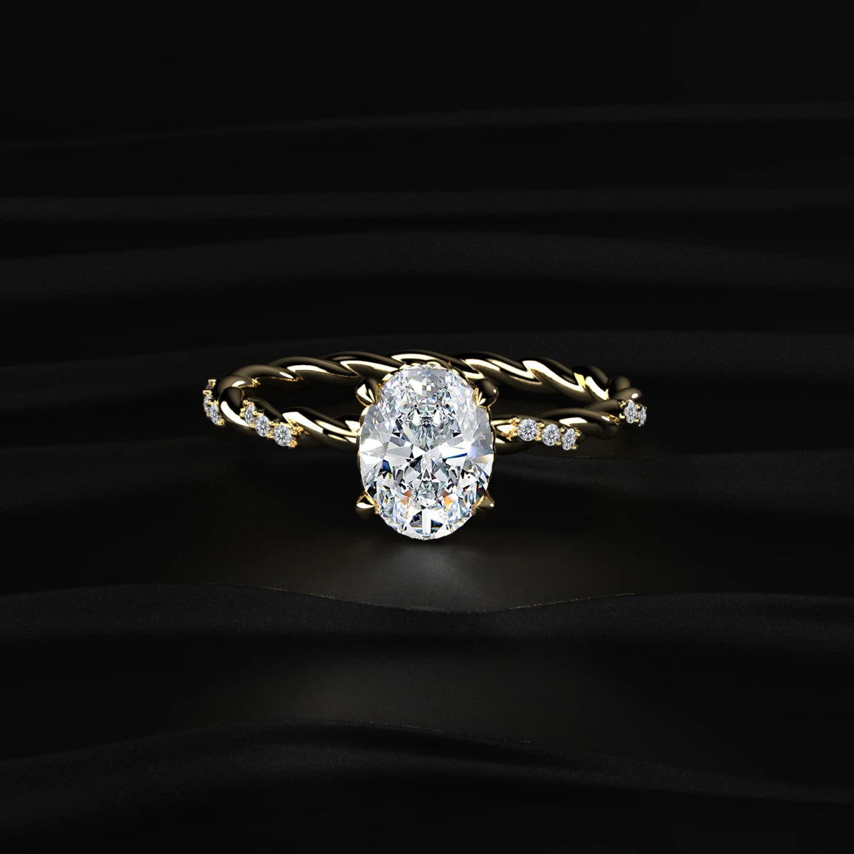 Oval Diamond Twisted Pave Band Ring | Earthly Jewels