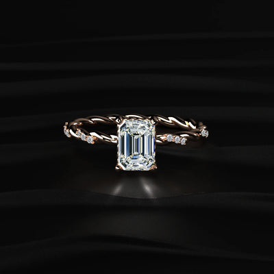 Emerald Diamond Twisted Pave Band Ring | Earthly Jewels