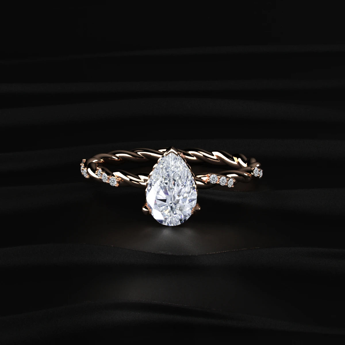 Pear Diamond Twisted Pave Band Ring | Earthly Jewels