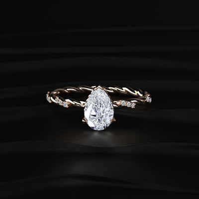 Pear Diamond Twisted Pave Band Ring | Earthly Jewels