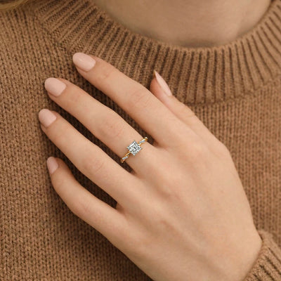 Princess Cut Twisted Pave Band Ring | Earthly Jewels | Model Image