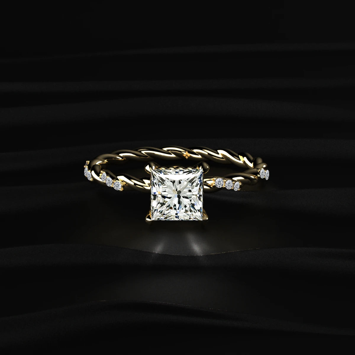 Princess Cut Twisted Pave Band Ring | Earthly Jewels