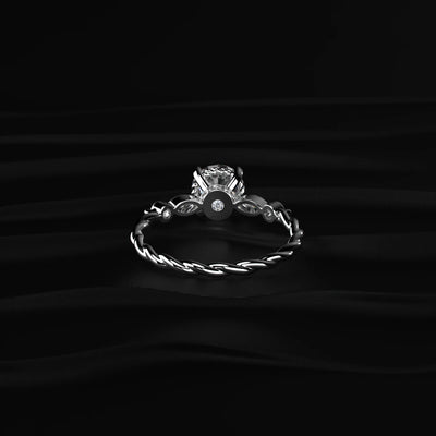Round Diamond Ring with Diamond Accents | Earthly Jewels | Back View