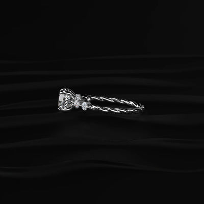 Round Diamond Ring with Diamond Accents | Earthly Jewels | Side View