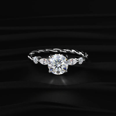 Round Diamond Ring with Diamond Accents | Earthly Jewels