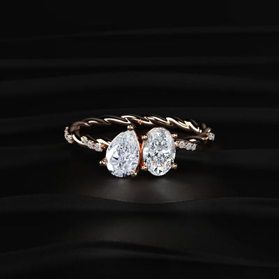 Oval and Pear Diamond Toi et Moi Ring | Earthly Jewels