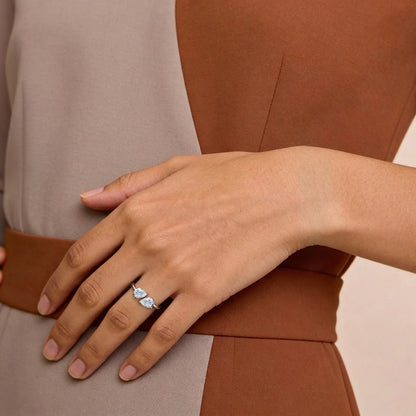 Double Pear Diamond Toi et Moi Ring | Earthly Jewels | Model image