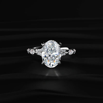 Oval Cut Diamond Ring with Side Stones | Earthly Jewels