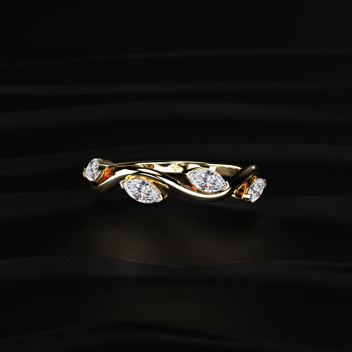 Marquise Cut Diamond Leaf Ring | Earthly Jewels 