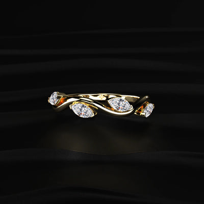 Marquise Cut Diamond Leaf Ring | Earthly Jewels 