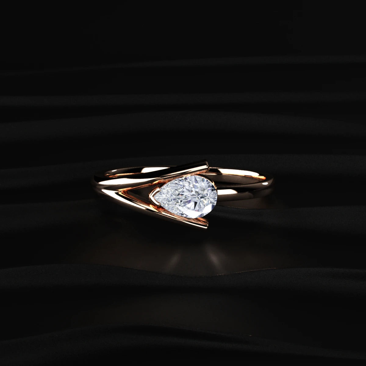 Pear Cut Diamond V Prong Ring | Earthly Jewels