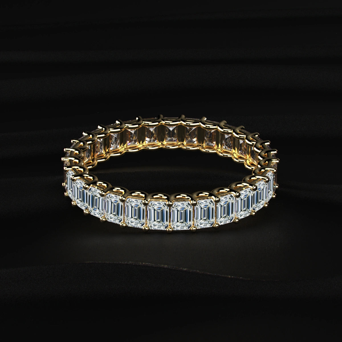 Emerald cut diamond eternity band for women