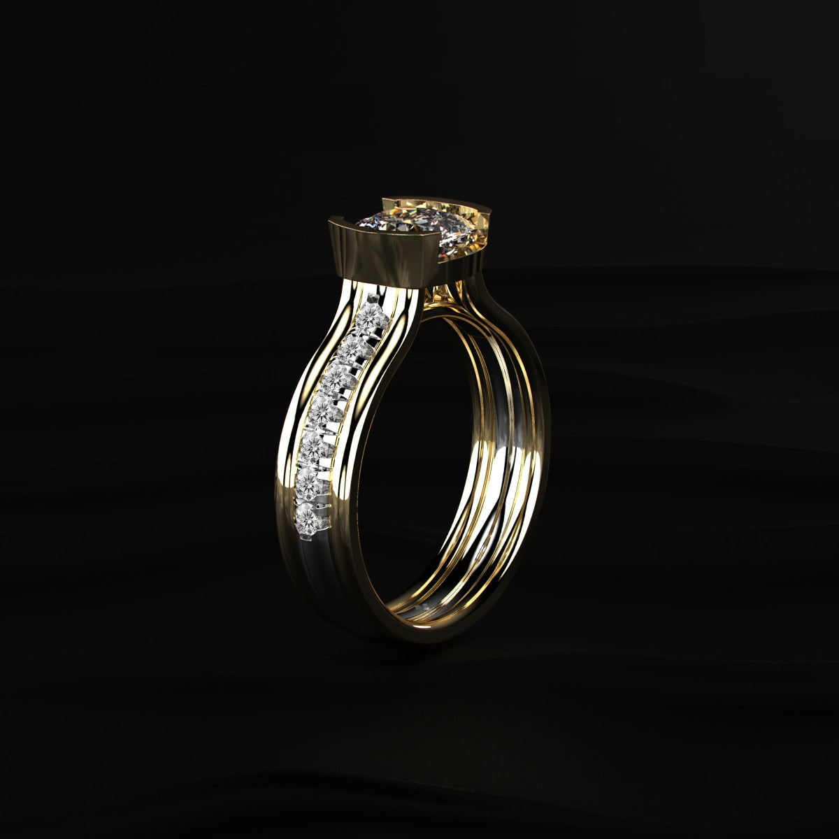 Cushion diamond pave ring