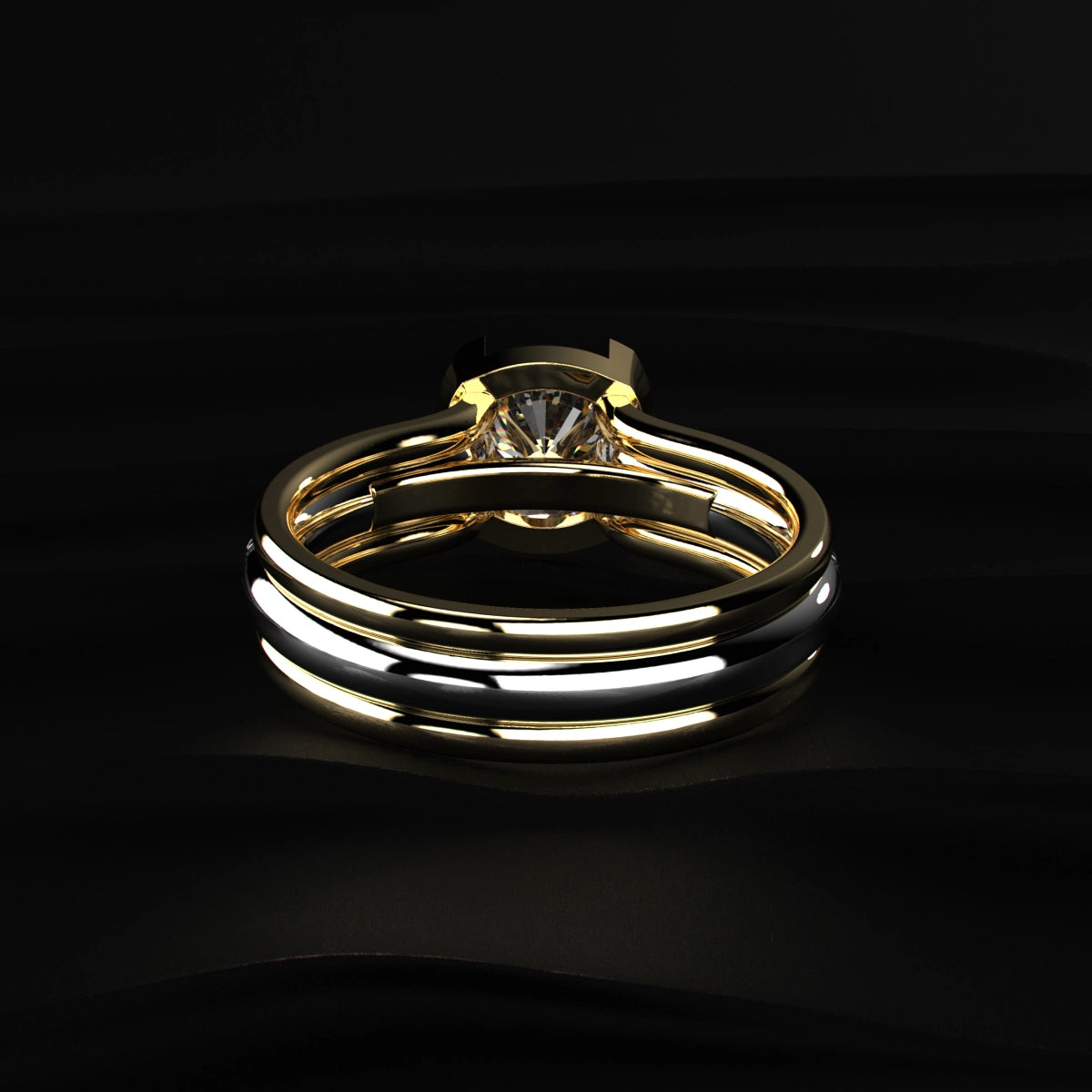 Diamond ring with pavé band