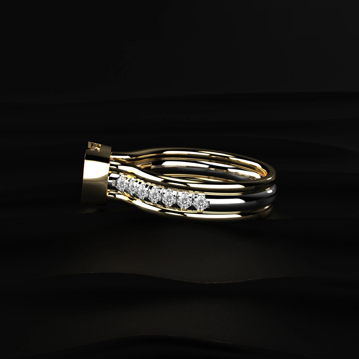 Half bezel diamond engagement ring