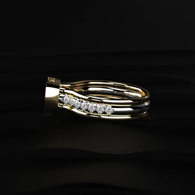 Half bezel diamond engagement ring