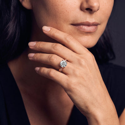 Round Diamond Hidden Halo Ring | Earthly Jewels | Model Image