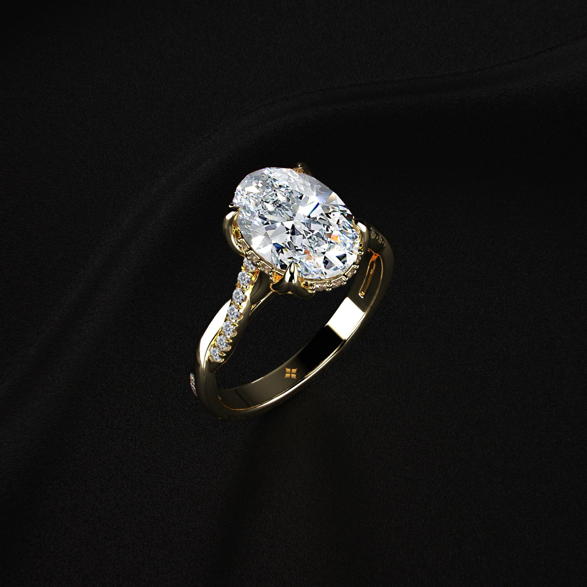 Oval Diamond Hidden Halo Ring