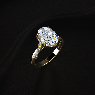 Oval Diamond Hidden Halo Ring