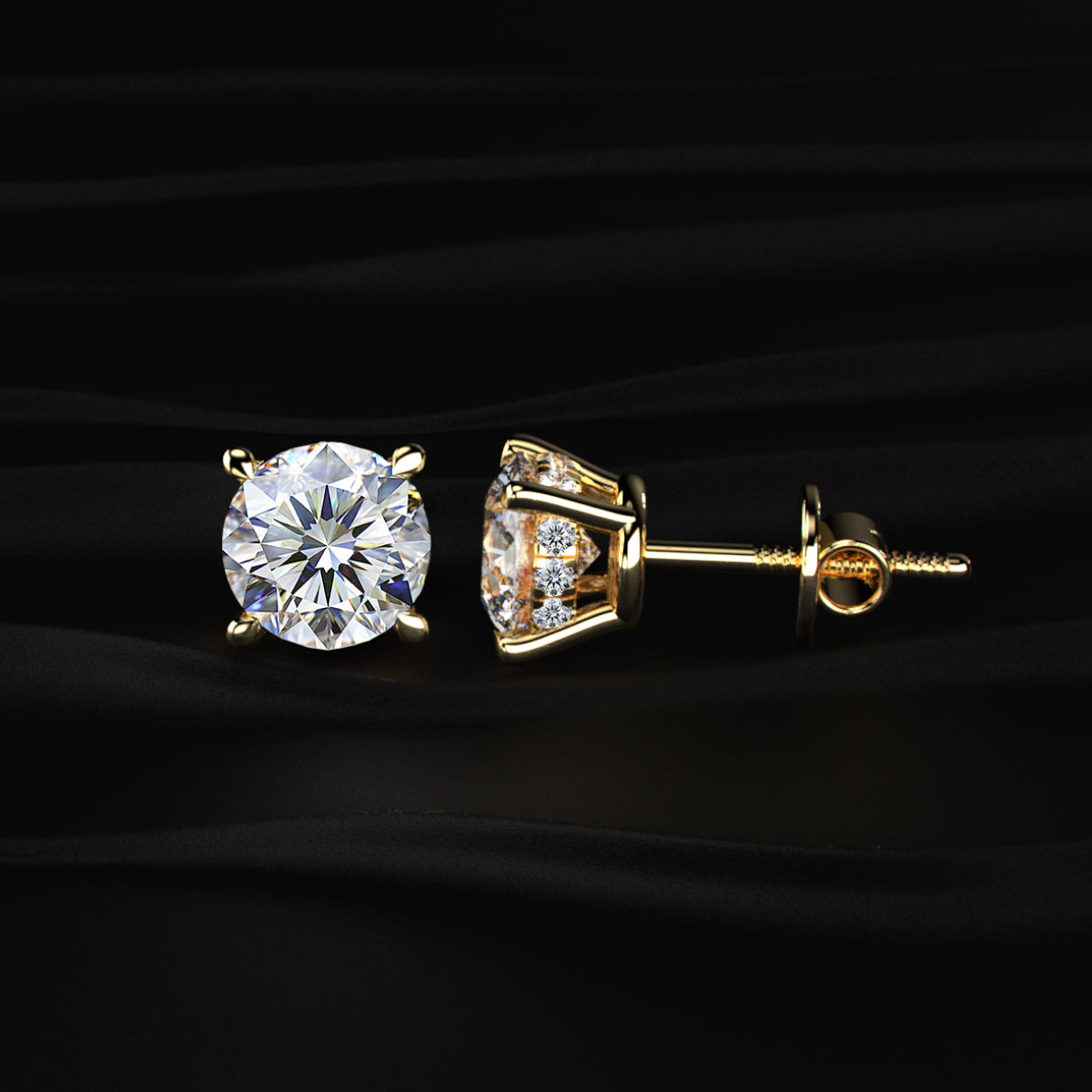 2 Carat Round Diamond Stud Earrings | Earthly Jewels