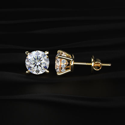 2 Carat Round Diamond Stud Earrings | Earthly Jewels