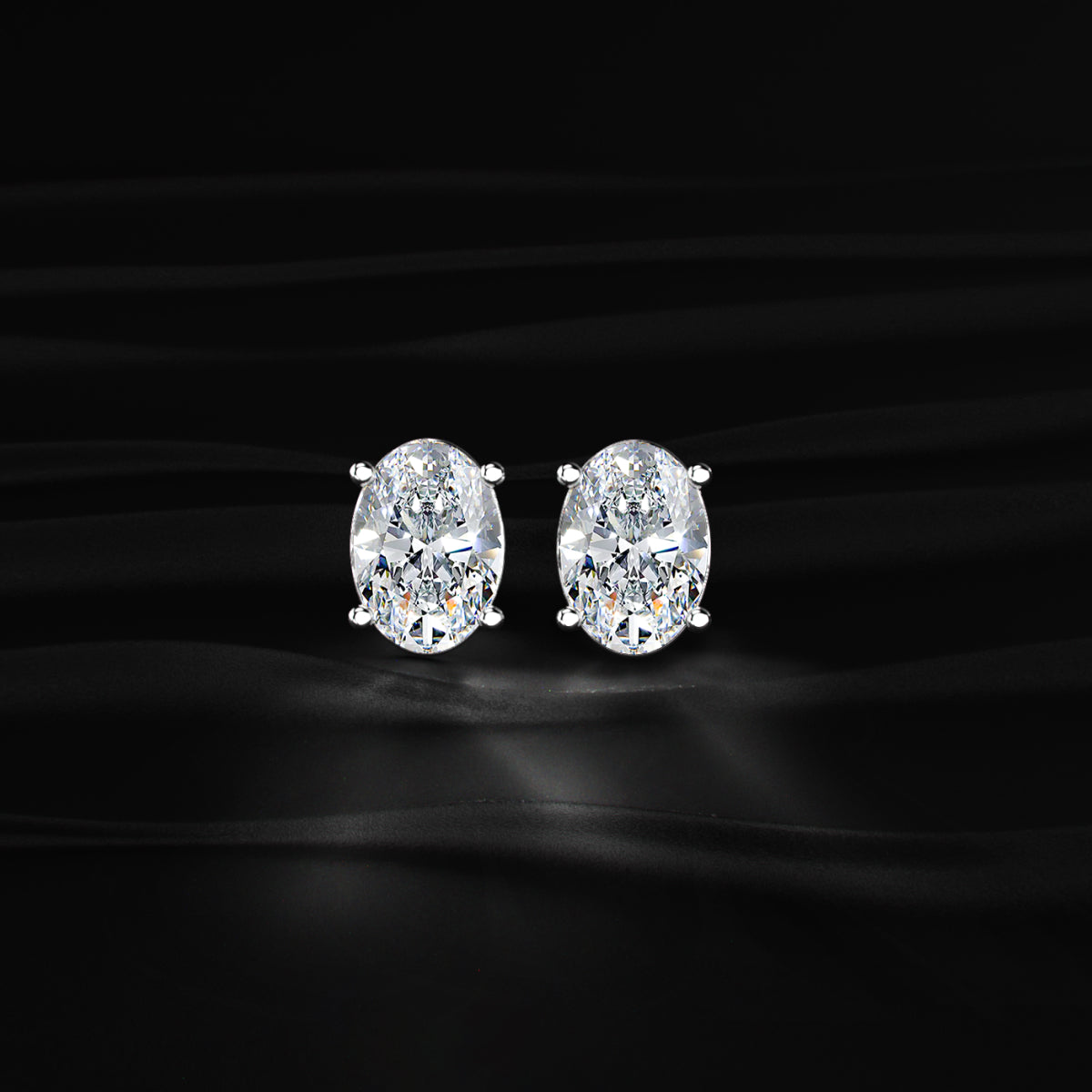 Oval Diamond Solitaire Earrings | Earthly Jewels